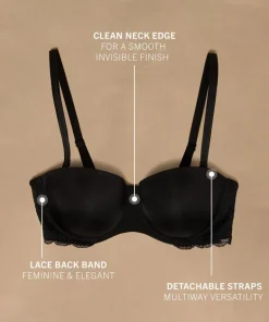 Angie Padded Strapless Underwired Bra - Black