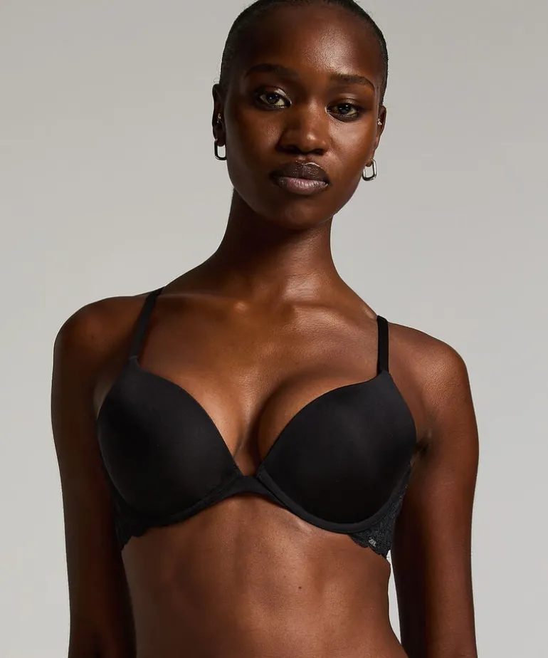 Angie Padded Underwired Push-Up Bra - Black