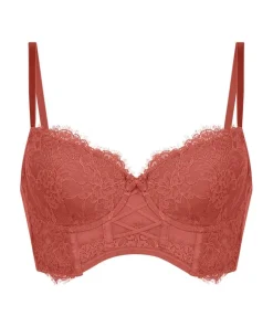 Arabella padded longline underwired bra - Red