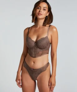 Arabella Padded Underwired Longline Bra - Brown