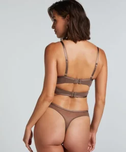 Arabella Padded Underwired Longline Bra - Brown