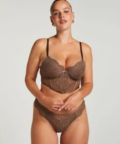 Arabella Padded Underwired Longline Bra - Brown