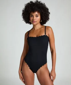 Bandeau Scallop Swimsuit - Black