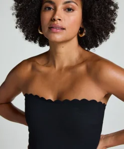 Bandeau Scallop Swimsuit - Black