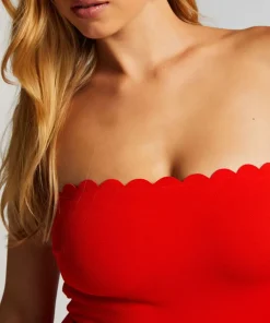 Bandeau Scallop Swimsuit - Red