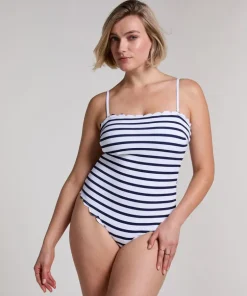 Bandeau Scallop Swimsuit - White