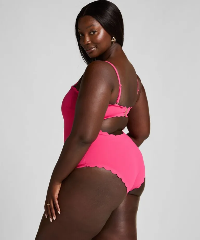 Bandeau Scallop Swimsuit - Pink