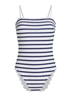 Bandeau Scallop Swimsuit - White