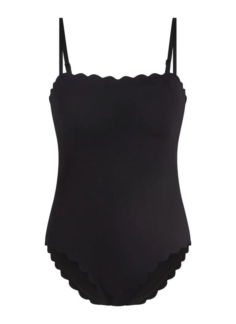 Bandeau Scallop Swimsuit - Black