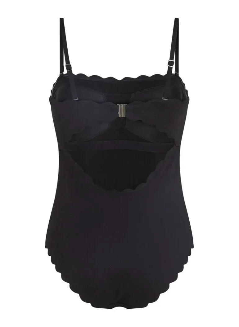Bandeau Scallop Swimsuit - Black