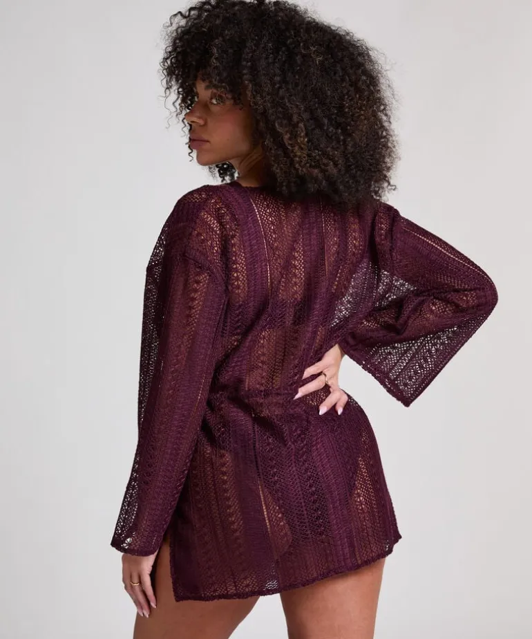 Beach Crochet Kaftan - Purple