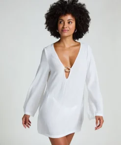 Beach Long-Sleeved Ring Dress - White