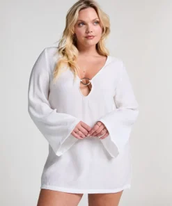 Beach Long-Sleeved Ring Dress - White