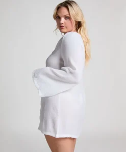 Beach Long-Sleeved Ring Dress - White