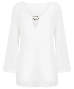 Beach Long-Sleeved Ring Dress - White