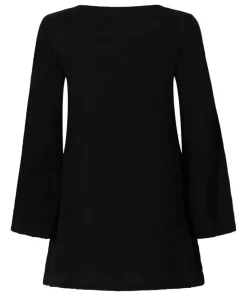 Beach Long-Sleeved Ring Dress - Black