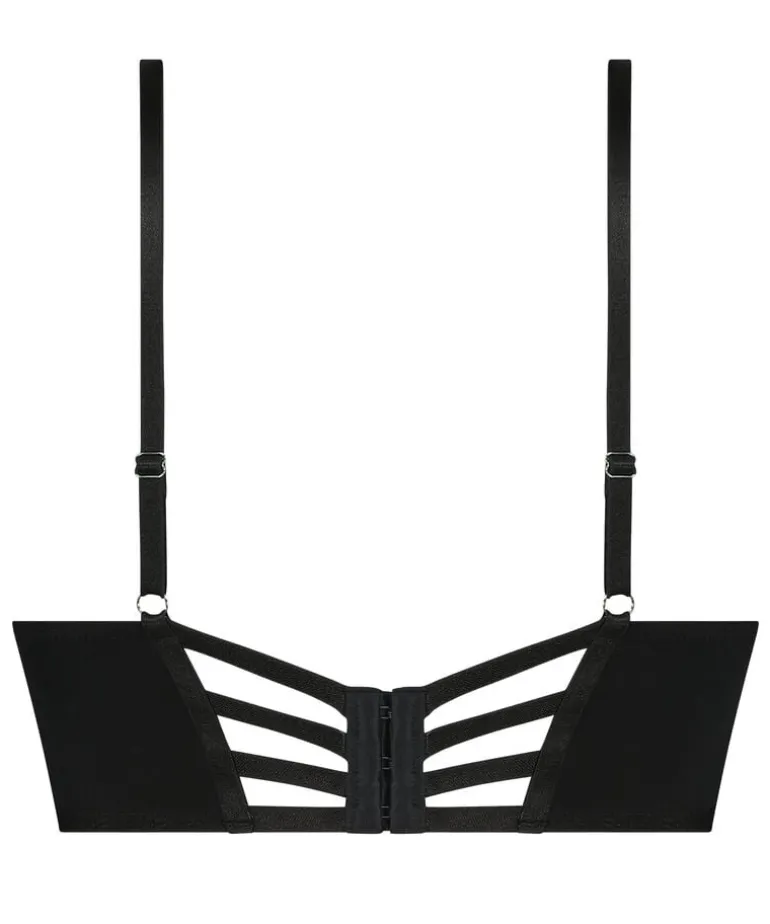 Char Padded Underwired Longline Push-Up Bra - Black