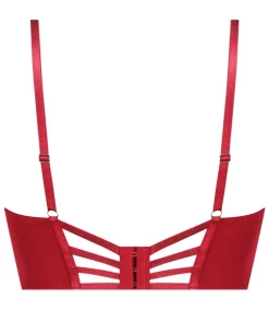 Charlotta Padded Underwired Longline Push-Up Bra - Red