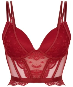 Coco Padded Underwired Longline Push-Up Bra - Red