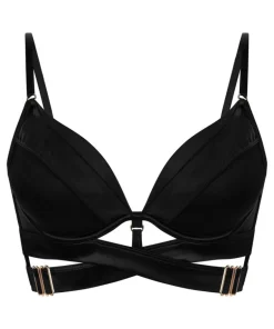 Colette Padded Underwired Push-Up Longline Bra - Black
