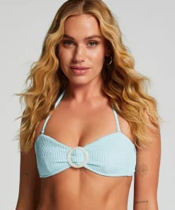 Crinkle Bandeau Bikini Top - Blue