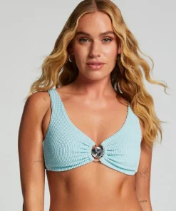 Crinkle Bikini Crop top - Blue