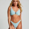 Crinkle High-Leg Bikini Bottoms - Blue