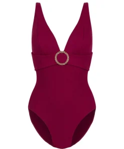 Crinkle Ring Bathingsuit - Red
