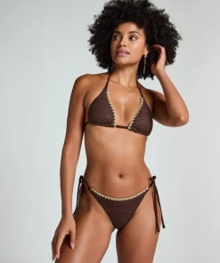 Crochet Cheeky Tanga Bikini Bottoms - Brown