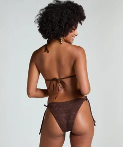 Crochet Cheeky Tanga Bikini Bottoms - Brown