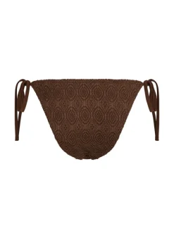 Crochet Cheeky Tanga Bikini Bottoms - Brown