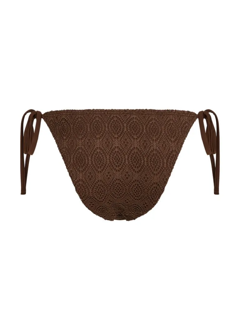 Crochet Cheeky Tanga Bikini Bottoms - Brown