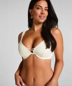 Crochet Non-Padded Underwired Bikini Top - White
