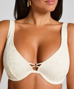 Crochet Non-Padded Underwired Bikini Top - White