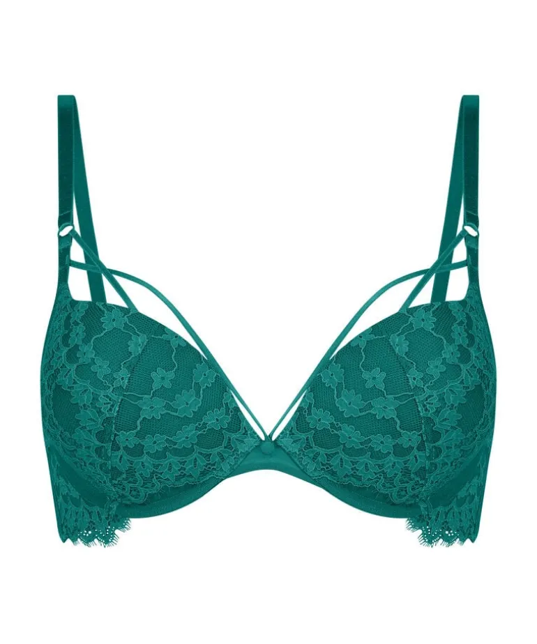 Daisy Padded Underwired Maximizer Bra - Green