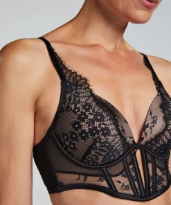 Daphne Padded Underwired Longline Push-Up Bra - Black