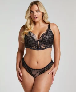 Daphne Padded Underwired Longline Push-Up Bra - Black