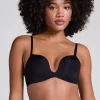 Deep-V Padded Underwired Push-Up Bra - Black
