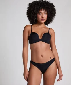 Deep-V Padded Underwired Push-Up Bra - Black