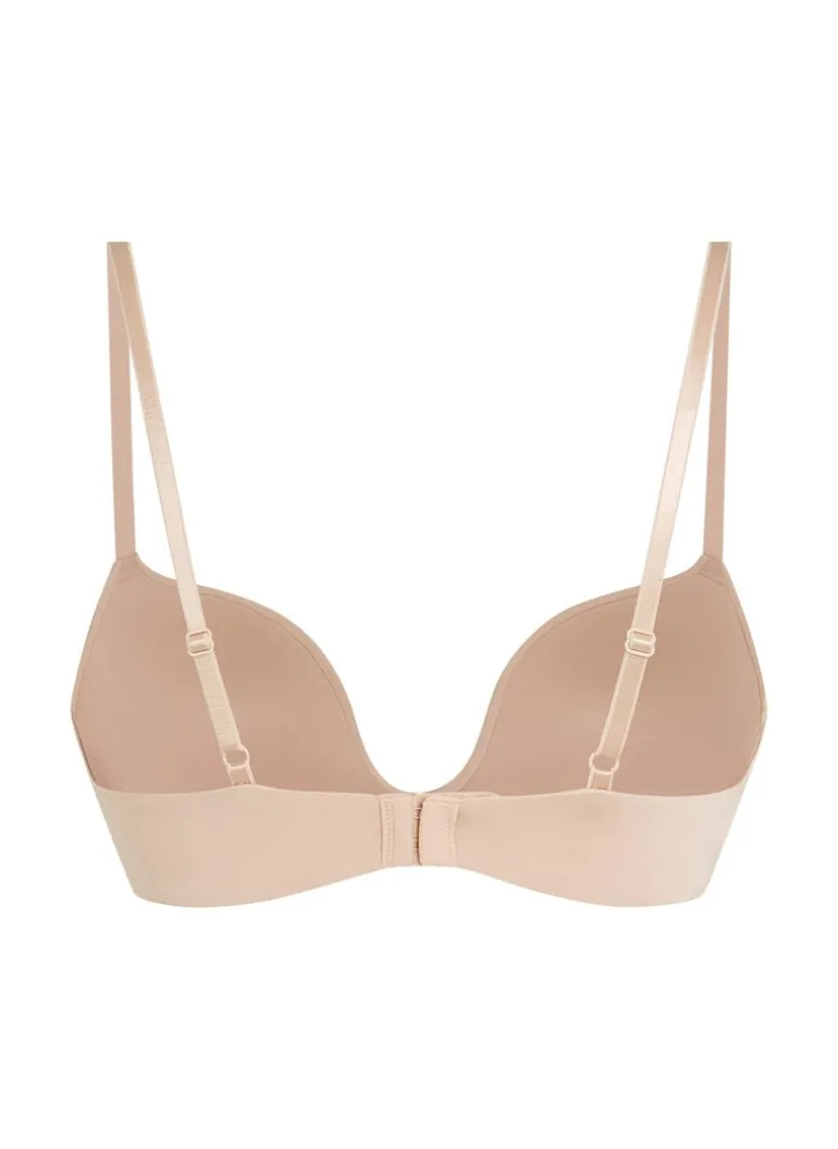 Deep-V Padded Underwired Push-Up Bra - Beige