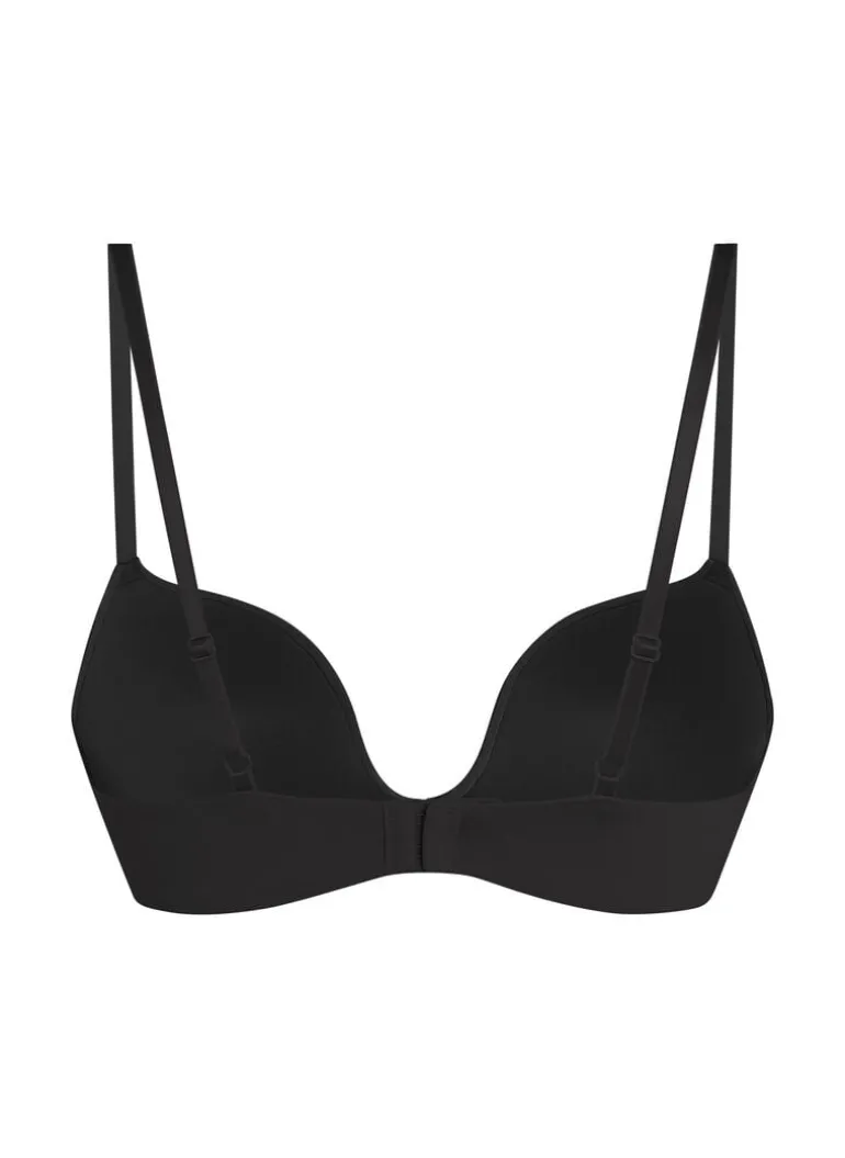 Deep-V Padded Underwired Push-Up Bra - Black