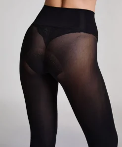 40 Denier Seamless Velvet Touch Tights - Black