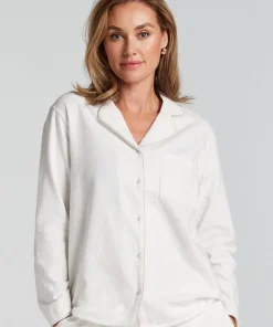 Essentials Flannel Pyjama Top - White