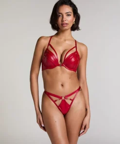 Faye Padded Underwired Push-Up Bra - Red