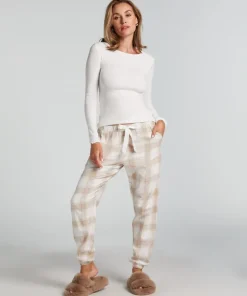 Flannel Pyjama Pants - Beige