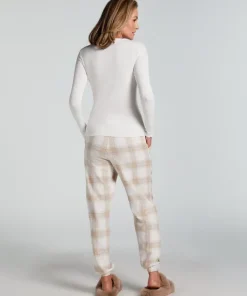 Flannel Pyjama Pants - Beige