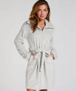Fleece Zip Bathrobe - Gray