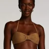Goldie Shimmer Bandeau Bikini Top - Yellow