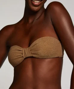 Goldie Shimmer Bandeau Bikini Top - Yellow