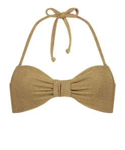 Goldie Shimmer Bandeau Bikini Top - Yellow